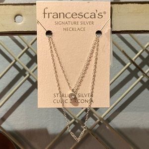 NEW!Francesca’s signature silver necklace 925 genuine sterling Chevron Layering